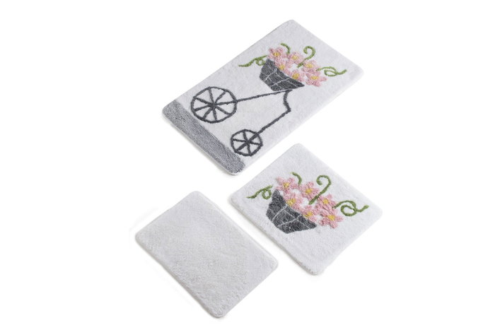 Mijölnir Alacati - Pink Juego de Alfombras de Baño de 3 Piezas